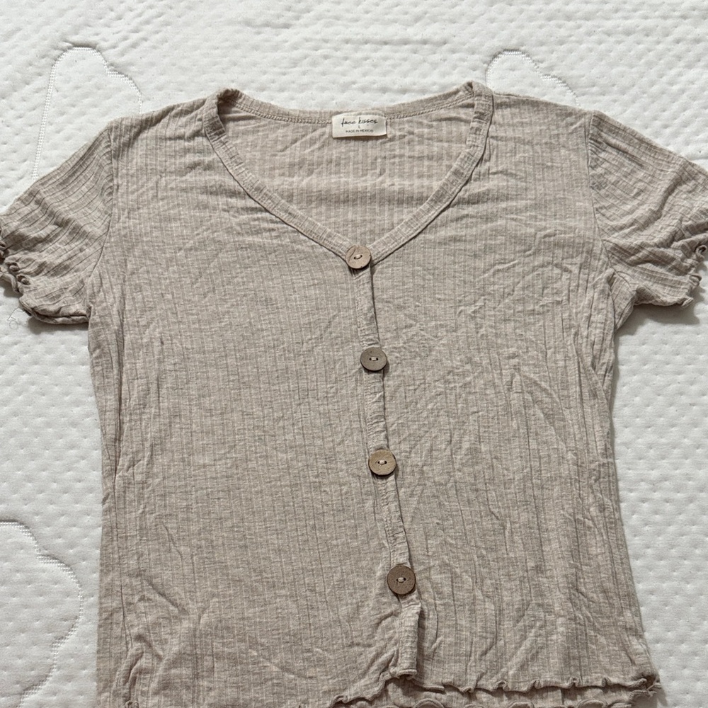 Brandy Melville Taupe Button-Down Shirt